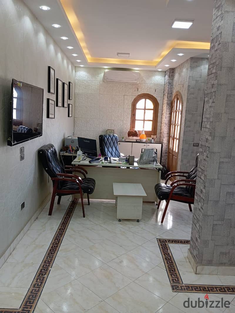 Administrative office for rent on the central axis, area 230 meters, at a special price, fully finished 6