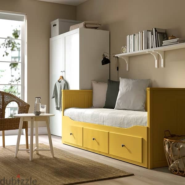 Ikea HEMNES Day-bed frame with 3 drawers, yellow 5