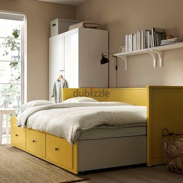 Ikea HEMNES Day-bed frame with 3 drawers, yellow 6