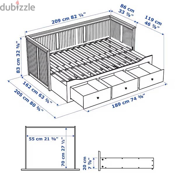 Ikea HEMNES Day-bed frame with 3 drawers, yellow 7