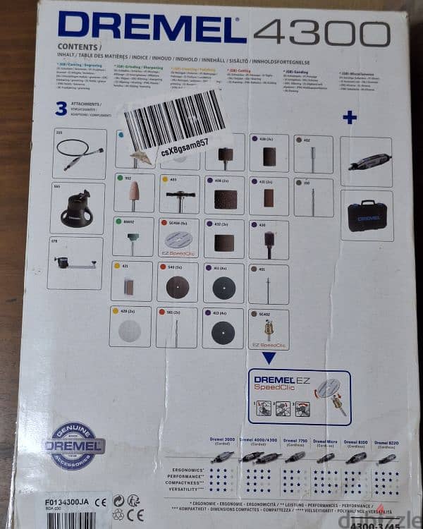 Dremel 4300 Rotary Tool 175 W (EU Version/
EU Plug) Multi Tool Kit 1