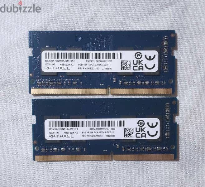 2x 8GB SO-DIMM DDR4-3200 . . . رام ٨ جيجا قطعتين 0