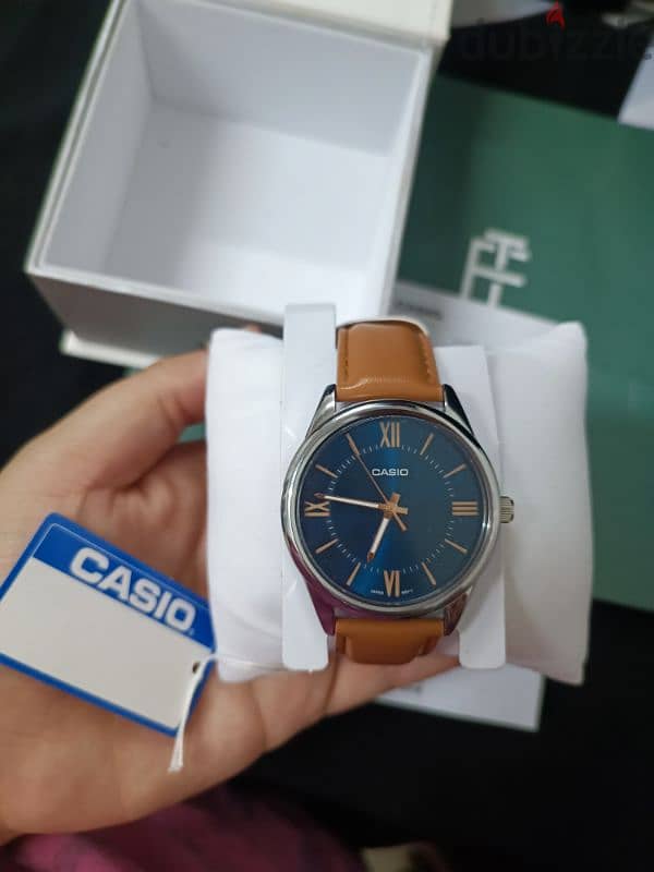 Casio Watch For Men MTP-V005L-2B5UDF Analog Leather Band Brown & Blue 3