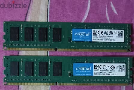 اثنين رامة كمبيوتر ddr3 الواحدة 8G كروشال تردد 1600