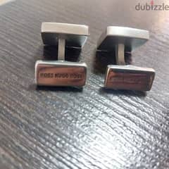 BOSS Square cufflinks with enamel core and logo