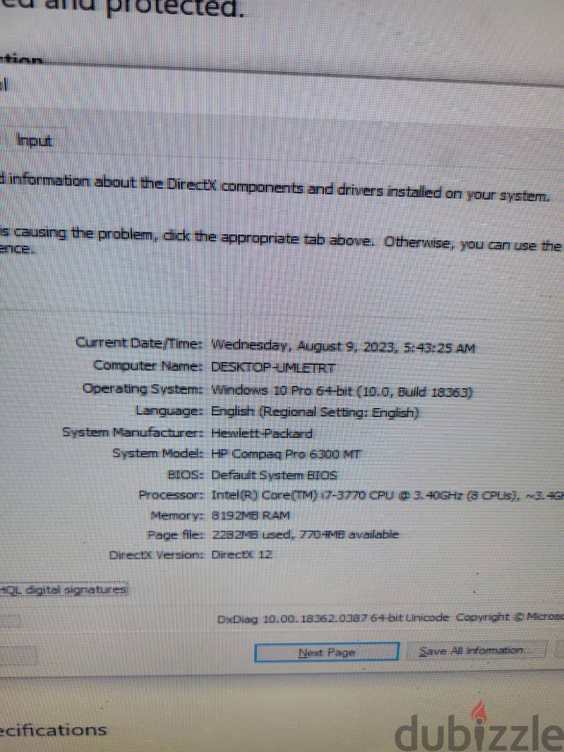 Hp 6300 tower core i7 ram 16 SSD 240 2