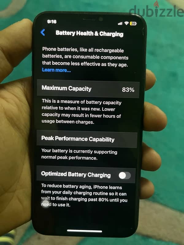 ايفون xs maxs مساحه 64 بطريه 83 6