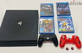 PS4 pro 1 T + one controller and its cover+4 CD