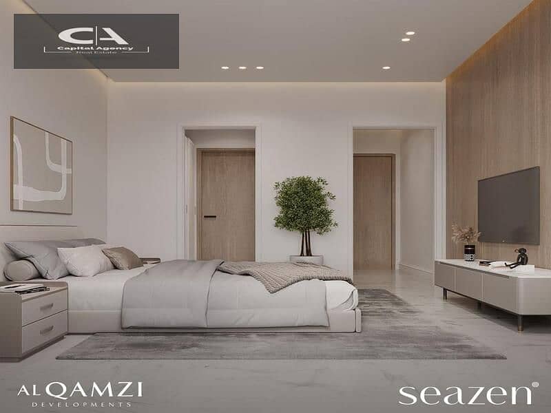 Two-room chalet with a distinctive garden in Seazen Al Sahel | cash dis 24% | Only 10% down payment, fully finished with kitchen and air conditioners 20