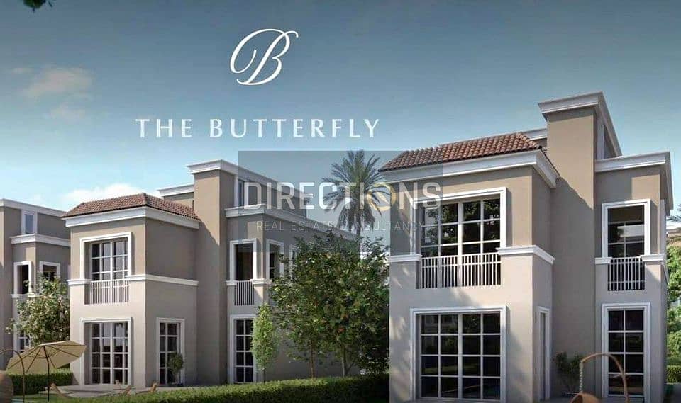 فيلا بسعر شقة للبيع بمميزات الطرح الاول فى كمبوند The Butterfly سور بسور مع madinaty 3