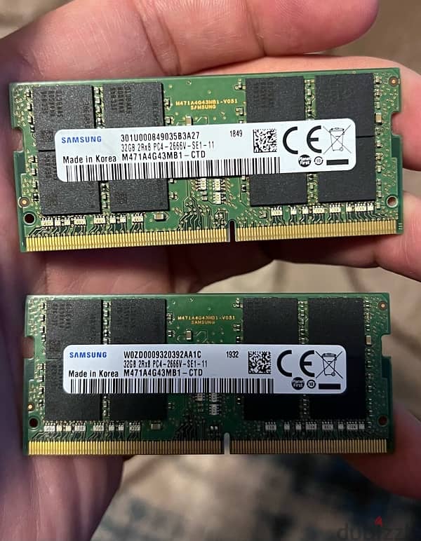 4x samsung DDR4 Ram laptop memory 32GB 2666 رامات لابتوب 0