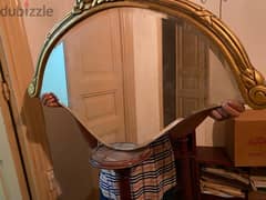 Salon mirror with gold plated half frame