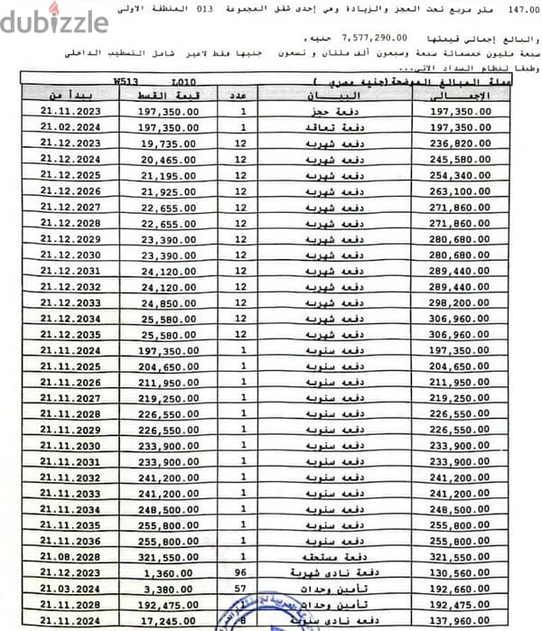 للبيع اجمل شقه 147 متر في مدينة نور اول استلام حجز قديم باقل مقدم واطو 1