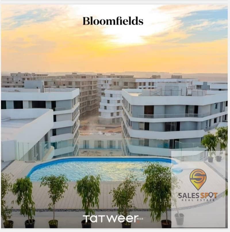 For sale in installments, a typical floor apartment 120 m two rooms including parking in Bloomfields Mostakbal City bloom fields Tatweer Misr project 2