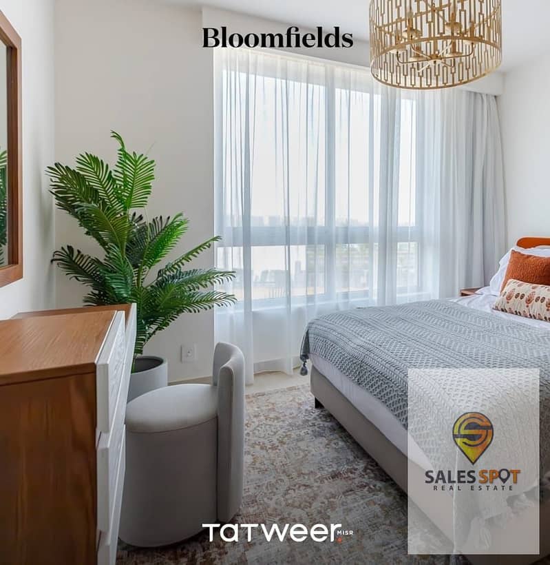 For sale in installments, a typical floor apartment 120 m two rooms including parking in Bloomfields Mostakbal City bloom fields Tatweer Misr project 4