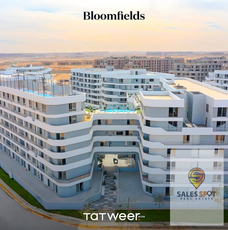 For sale in installments, a typical floor apartment 120 m two rooms including parking in Bloomfields Mostakbal City bloom fields Tatweer Misr project 9