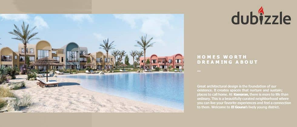 Own your fully finished chalet with two rooms in El Gouna Orascom with a distinctive sea view, with installments over 5 years 6