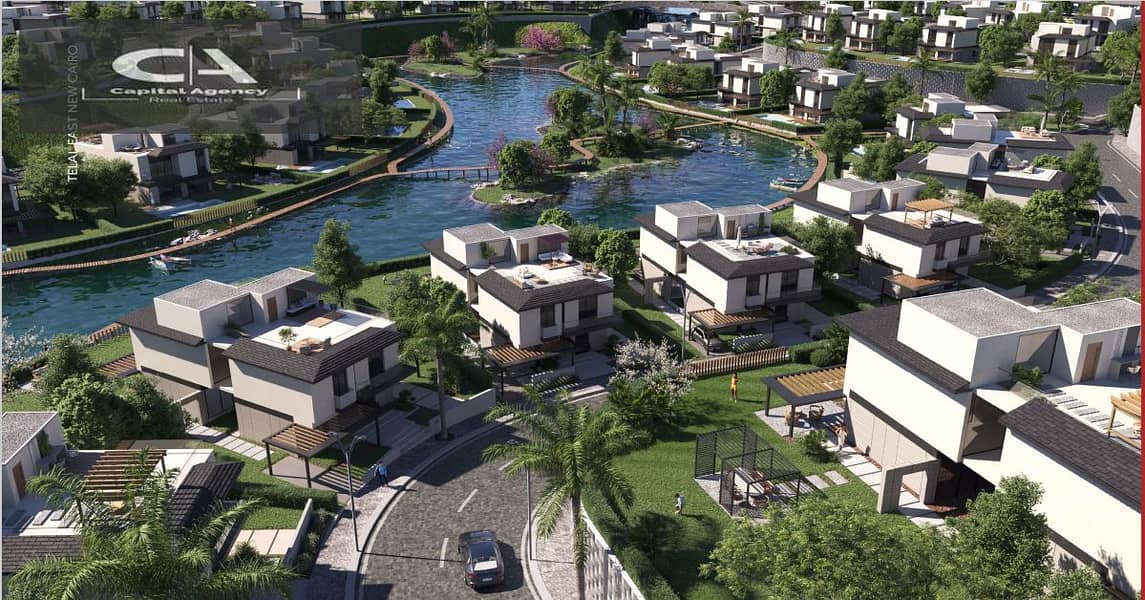 In the latest phase in Telal East, own an apartment for sale with only 5% down payment In the heart of the Fifth Settlement | view on lagoon 2