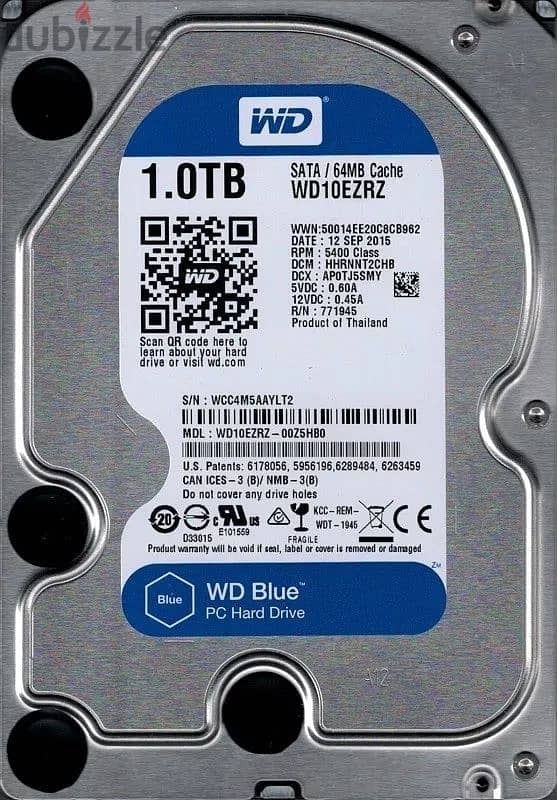 Wd blue 1tb hdd hard disk pc 5400 rpm هارد كمبيوتر 1 تيرا جديد 7