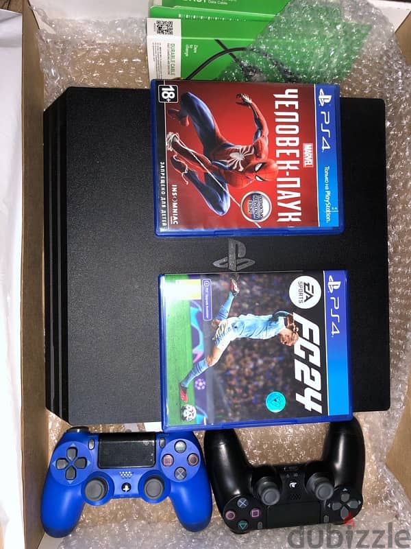 ps4 pro + fc24 + spider man 1