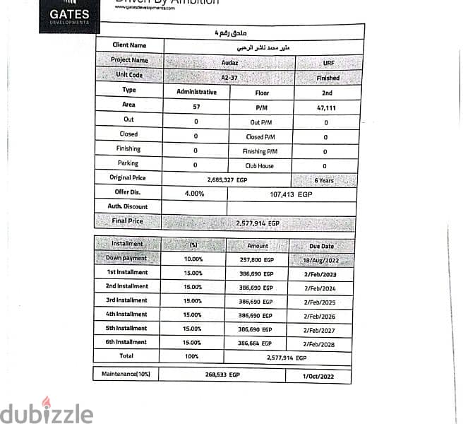 مكتب ريسيل في مشروع اوداز شركة جيتس Audaz gates 2