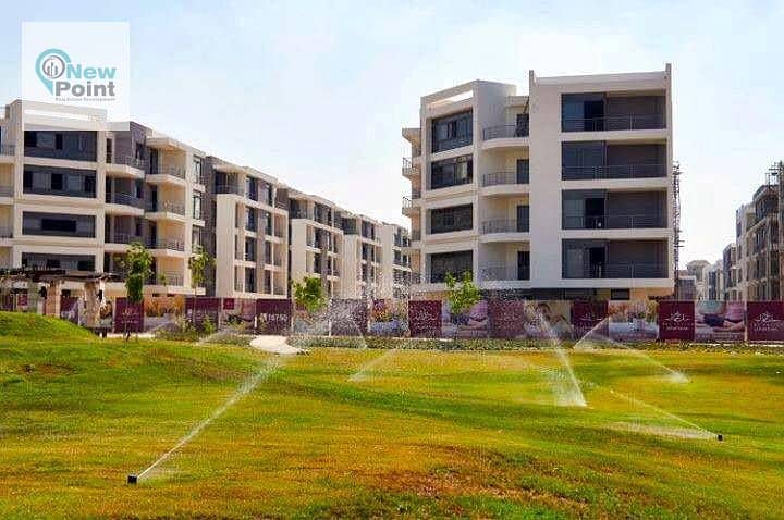 Apartment with garden for sale, prime location, at a very special price and installments up to 8 years, in front of Cairo International Airport | Taj 3