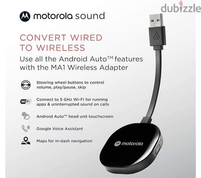 Motorola MA1 Wireless Android Auto Car Adapter. 1