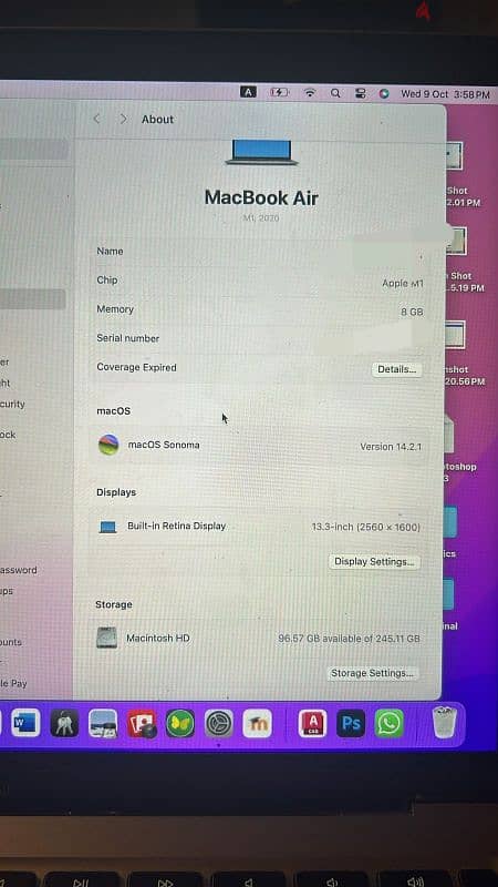 Macbook Air, M1, 2020, 13.3-inch 4