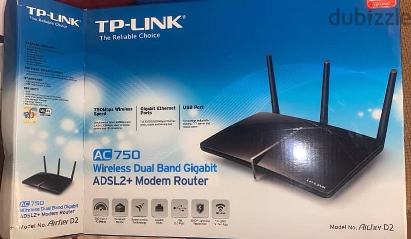 Router TP-LINK AC750 Archer D2 - 750Mbps راوتر 2