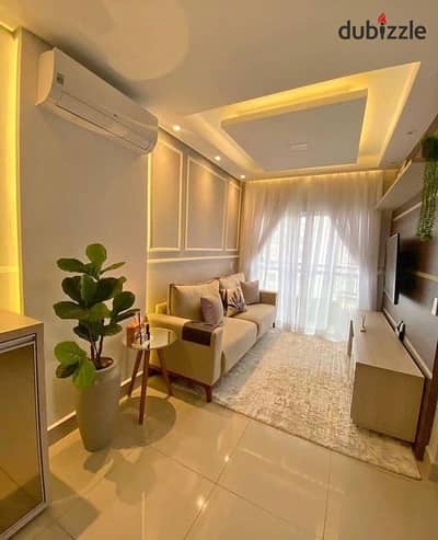 Two-room apartment, fully finished, with air conditioners, VIP VIEW, in Revali Compound, directly in front of Hyde Park, in the Fifth Settlement.