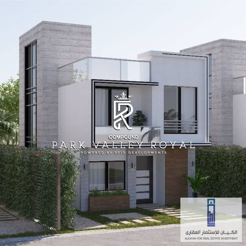 Installments over 12 years. . Own a 230m twin house villa for sale in New Sheikh Zayed in Park Valley Royal 1