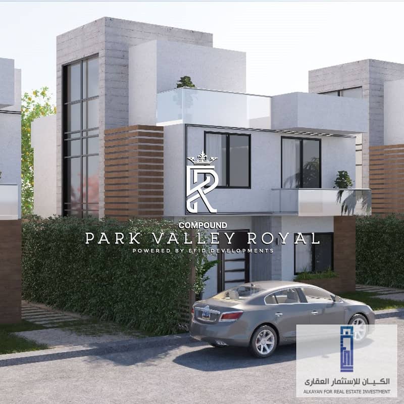 Installments over 12 years. . Own a 230m twin house villa for sale in New Sheikh Zayed in Park Valley Royal 8