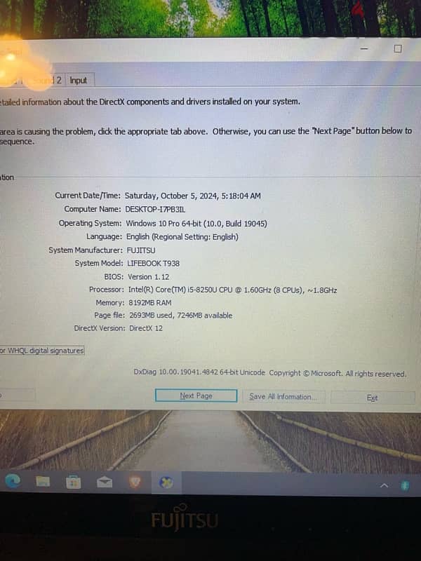 Laptop Fujitsu Core i5 gen8 زيرو للبيع 3