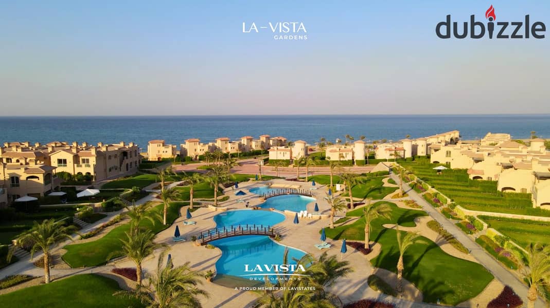 Own a fully finished chalet with immediate delivery, with a direct view of the sea, in La Vista Gardens Ain Sokhna, near Porto Sokhna and Zaafarana 1