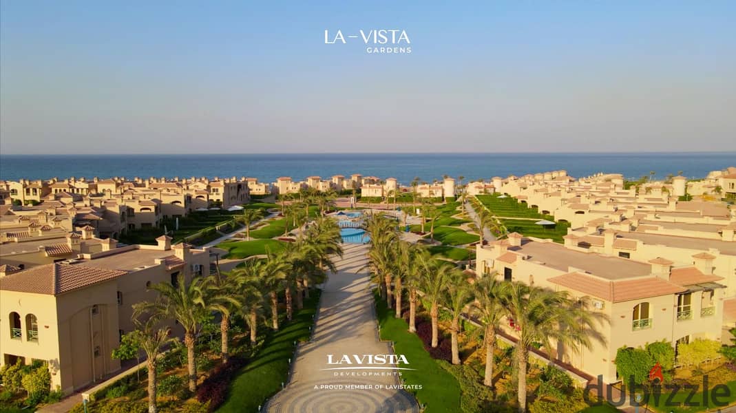 Own a fully finished chalet with immediate delivery, with a direct view of the sea, in La Vista Gardens Ain Sokhna, near Porto Sokhna and Zaafarana 3