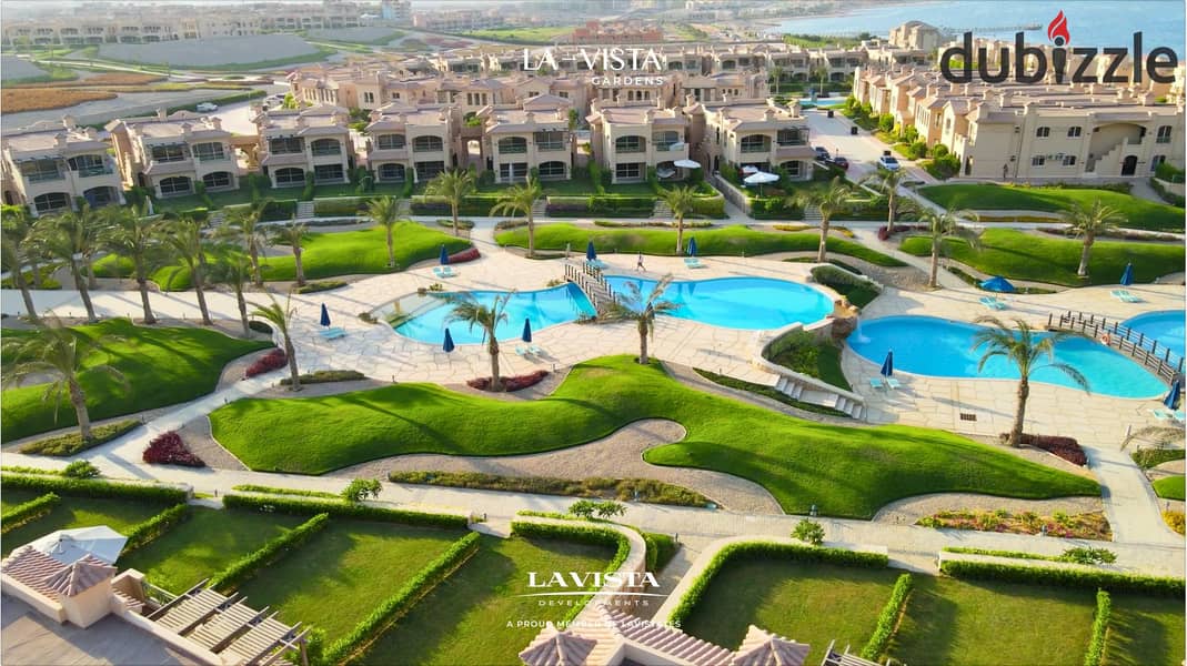 Own a fully finished chalet with immediate delivery, with a direct view of the sea, in La Vista Gardens Ain Sokhna, near Porto Sokhna and Zaafarana 4