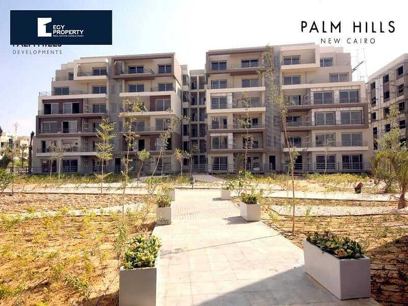 The lowest price for apartment for sale, in Palm Hills New Cairo Compound, with installments over 8 years 6