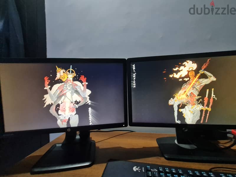 2 monitors hp and dell can go to 75hz dvi,vga,display port, usb,ips 0