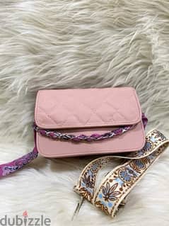 pink leather crossbag شنطة كروس