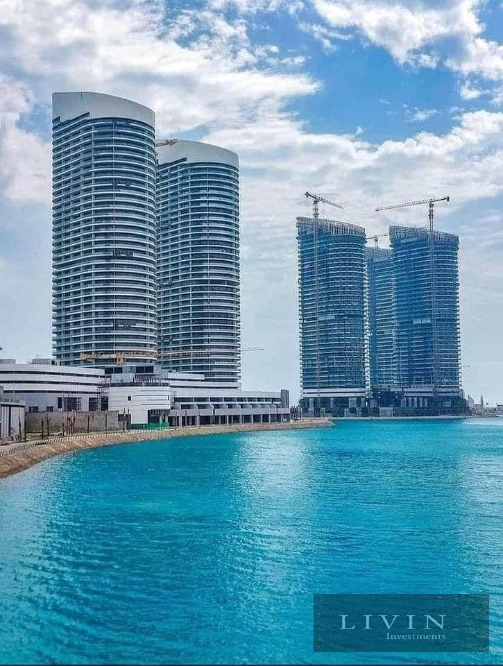 Ready To Move 3Bedrooms apartment for sale in new alamein , Latiny district, Fully Finished , Sea and lagoons view + City edge Towers overlooking 1