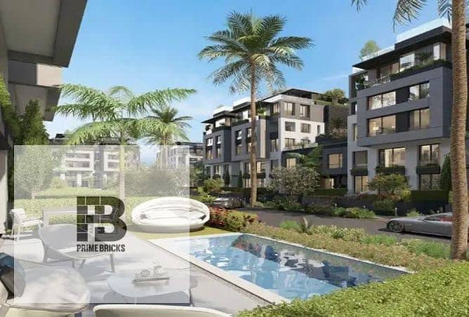 للبيع دوبلكس بجاردن3/4 تشطيب   بقسط على 10 سنوات في تريو جاردن  Trio Garden M Squared في التجمع الخامس 12