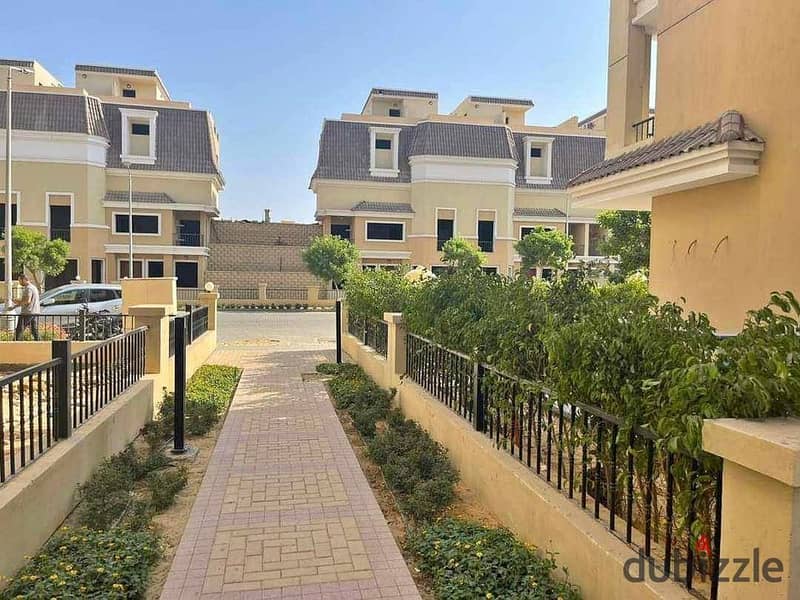 Own a townhouse villa with the largest garden, 227 m, in a villas only compound next to Madinaty 6