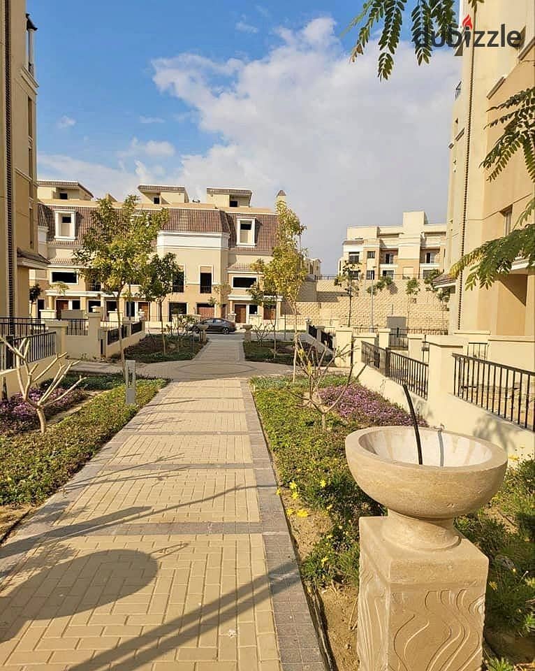 Own a townhouse villa with the largest garden, 227 m, in a villas only compound next to Madinaty 8