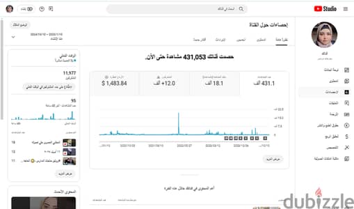 قناه يوتيوب 12الف مشترك و جاهزه لتحقيق الربح و حساب ادسنس مفعل