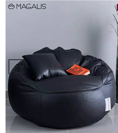 LEATHER BEAN BAG جلد اسود جديد