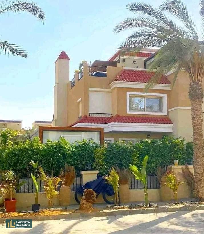 S Villa in Saray Compound, a complete compound with services, an area of ​​239 square meters, in the heart of New Cairo, next to Madinaty, with a down 7