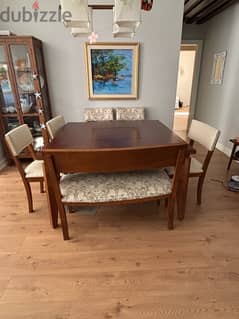 Dining table, chairs and bench for sale 0