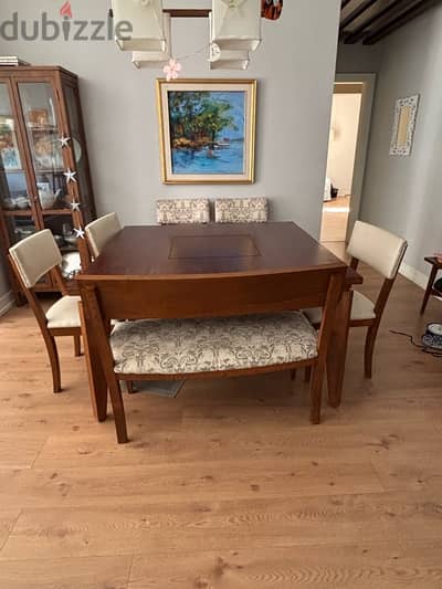 Dining table, chairs and bench for sale