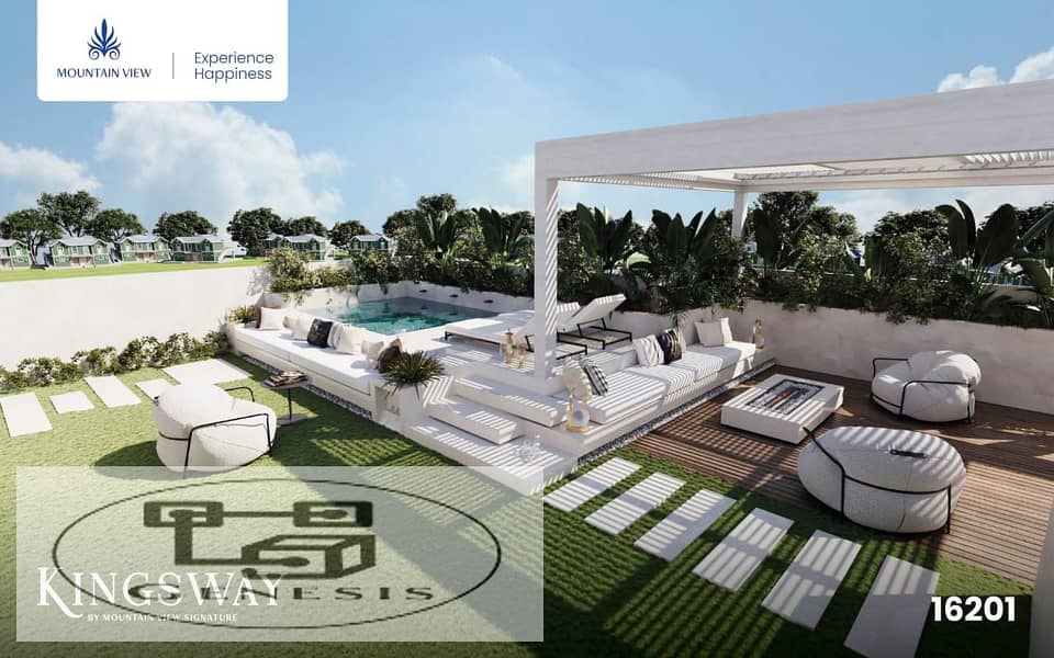 Villa at the opening price of the Kingsway project from Mountain View in Sheikh Zayed, directly behind the Mall of Arabia View Lagoon, in installments 1