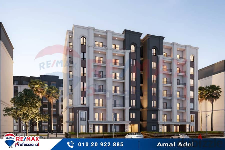 At the lowest price per meter and a completely open view of the largest plaza inside Alex West Compound - Your real estate consultant: Amal Adel 01020 3